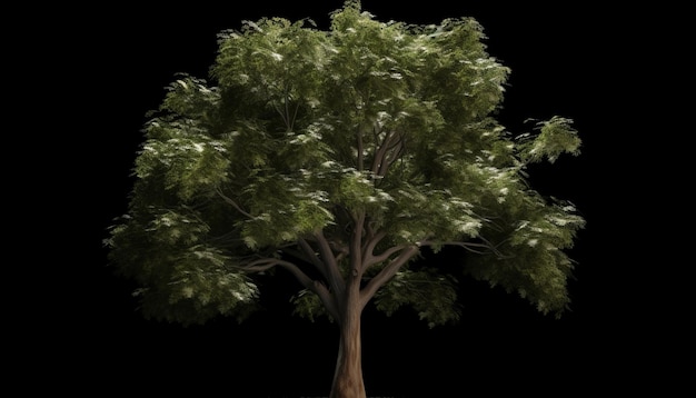 Hermoso modelo de árbol 3D sobre fondo negro perfecto para sus proyectos de diseño