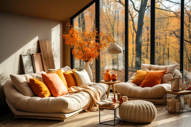 hermoso y moderno interior de otoño