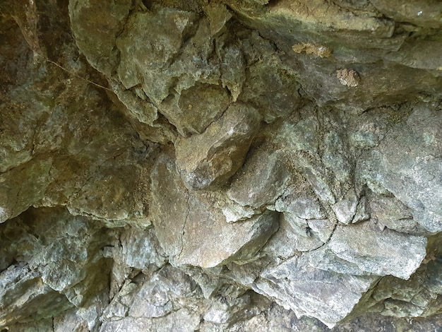 Hermoso muro de piedra natural junto al río.