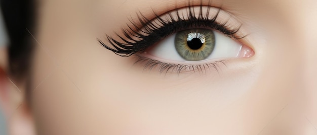 Hermoso ojo femenino con pestañas largas extremas maquillaje delineador negro Maquillaje perfecto pestañas largas