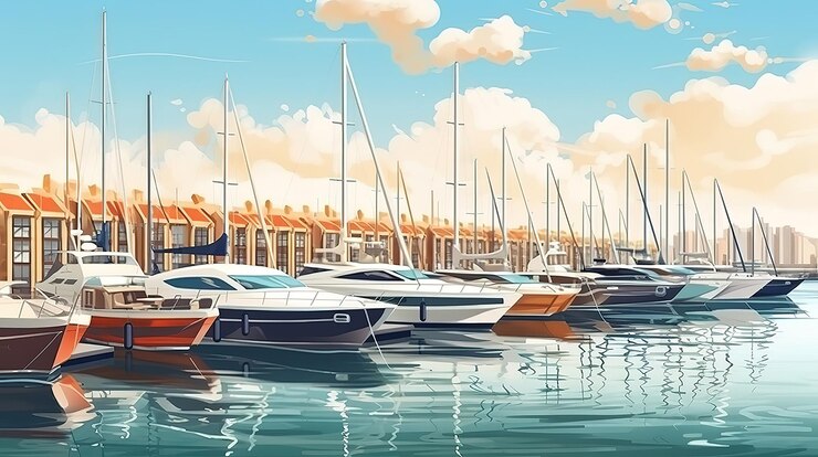 Hermoso paisaje del amanecer en el puerto deportivo de Turks y Caicos Generative Ai