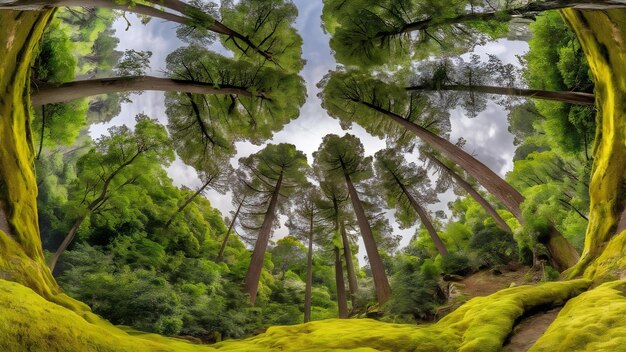 Foto un hermoso paisaje con árboles altos