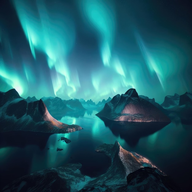 Un hermoso paisaje con la aurora boreal