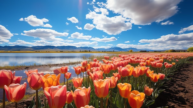 hermoso paisaje de campo de flores