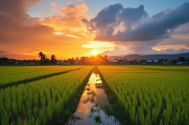 Hermoso paisaje de campos de arroz en terrazas