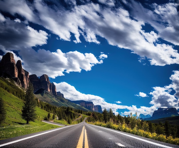 hermoso paisaje con carretera y montañas