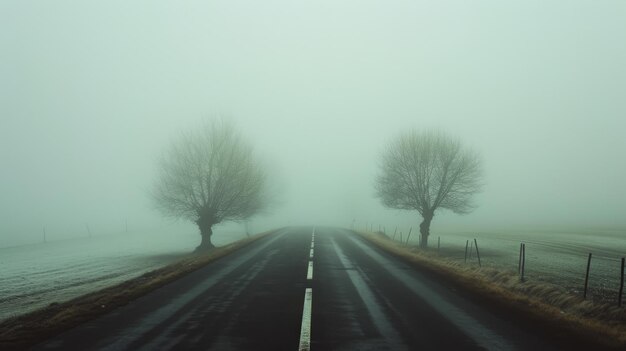 El hermoso paisaje una carretera panorámica que conduce al punto de desaparición en la naturaleza