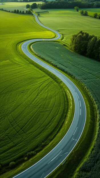 El hermoso paisaje una carretera panorámica que conduce al punto de desaparición en la naturaleza