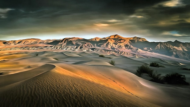 Hermoso paisaje desértico de la tarde