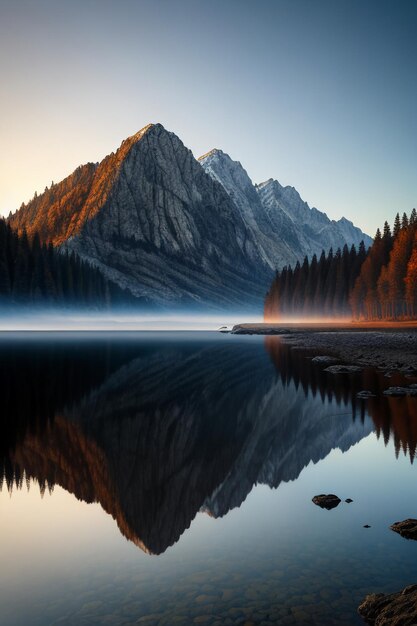 Hermoso paisaje fotografía fondo de pantalla fondo picos lago cañón cielo nubes blancas