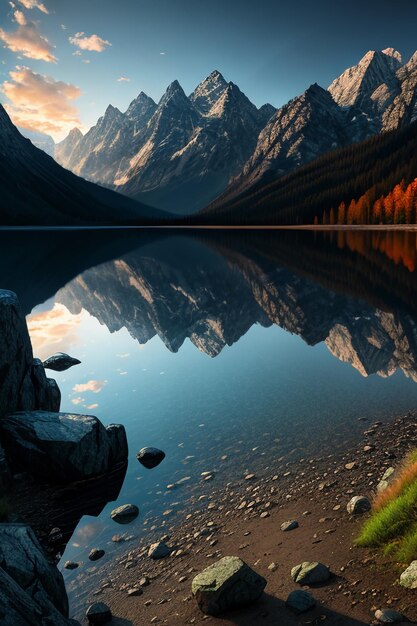 Foto hermoso paisaje fotografía fondo de pantalla fondo picos lago cañón cielo nubes blancas