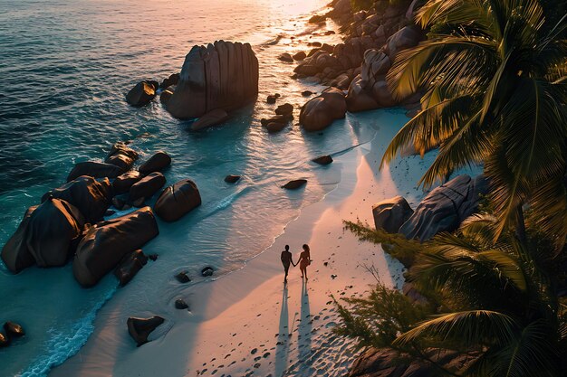 Un hermoso paisaje de gente y una playa rodeada de rocas