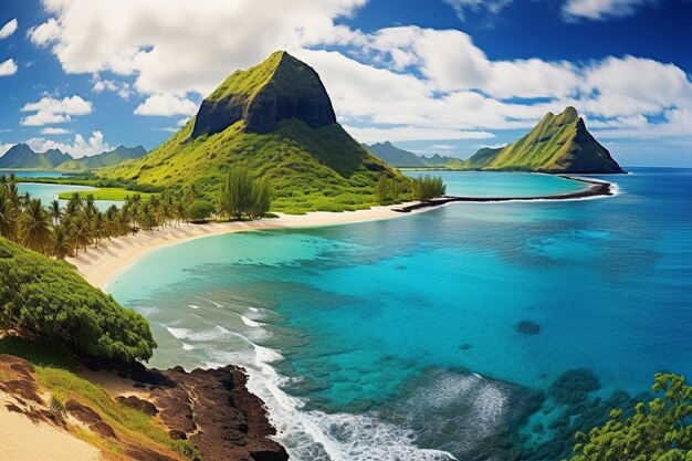 El hermoso paisaje de Hawai con el mar azul