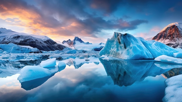 Un hermoso paisaje de icebergs por persona