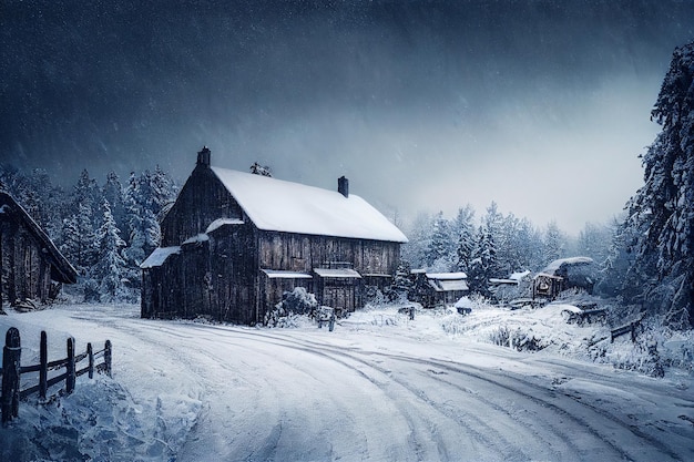 Hermoso paisaje de invierno escena 3d ilustración