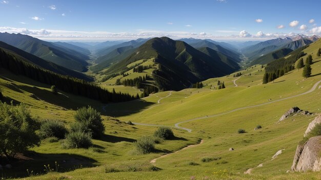 Hermoso paisaje de lotes mil disciplinas y bosques Recurso creativo Generado por IA