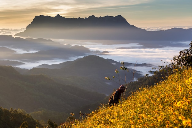 Hermoso paisaje por la mañana en Doi Luang Chiang Dao Chiang Mai Tailandia