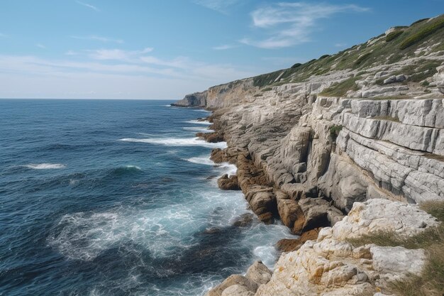 Hermoso paisaje marino con acantilados mar y cielo azul