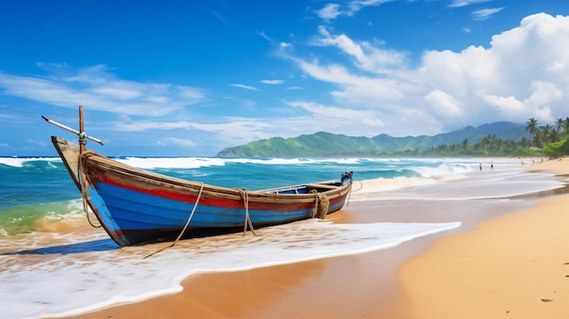 Hermoso paisaje marino con barcos de pesca en el agua