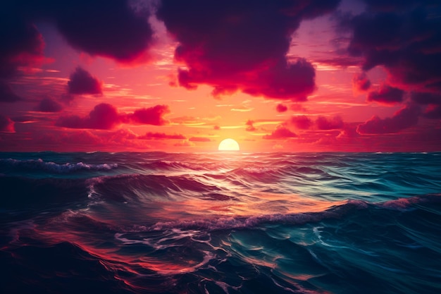Hermoso paisaje marino Puesta de sol sobre el mar Composición de la naturaleza