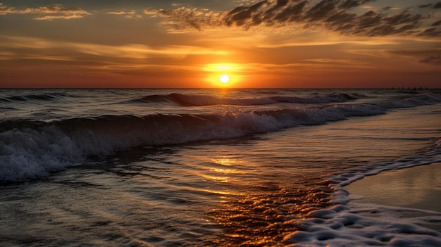 Hermoso paisaje marino Puesta de sol sobre el mar generativo ai