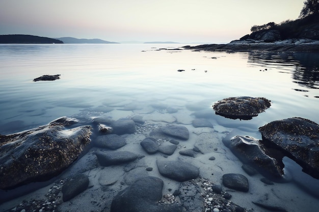 Hermoso paisaje marino con rocas en el agua