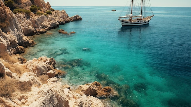 El hermoso paisaje marítimo mediterráneo de verano