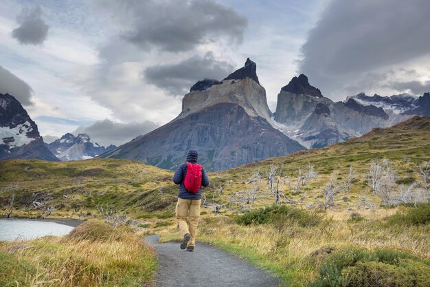 Hermoso paisaje de montaña en el Parque Nacional Torres del Paine, Chile