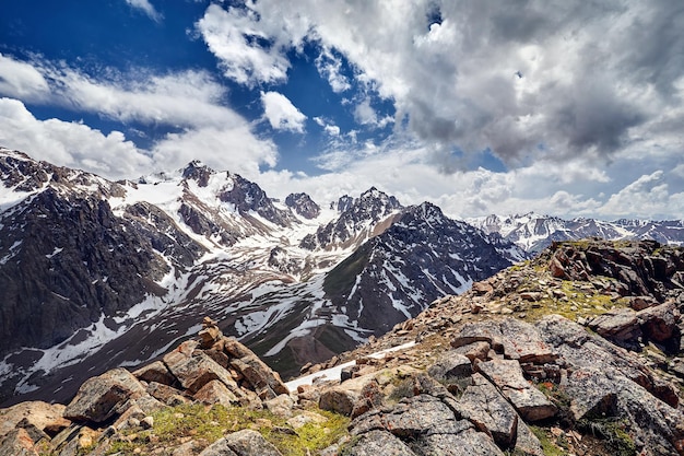 Hermoso paisaje de montañas nevadas