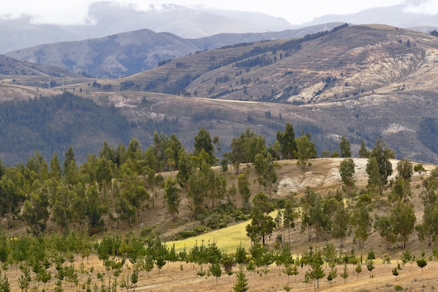 Hermoso paisaje montañoso de la sierra, en Orcotuna, Perú