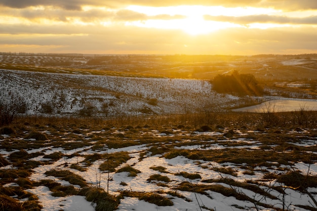 Foto hermoso paisaje natural de invierno