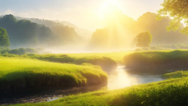 Hermoso Paisaje Natural Con El Sol De La Mañana