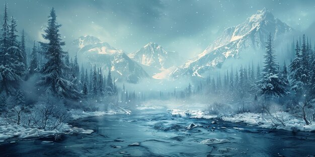 hermoso paisaje de naturaleza de invierno increíble vista de la montaña imagen panorámica del bosque día helado en el esquí