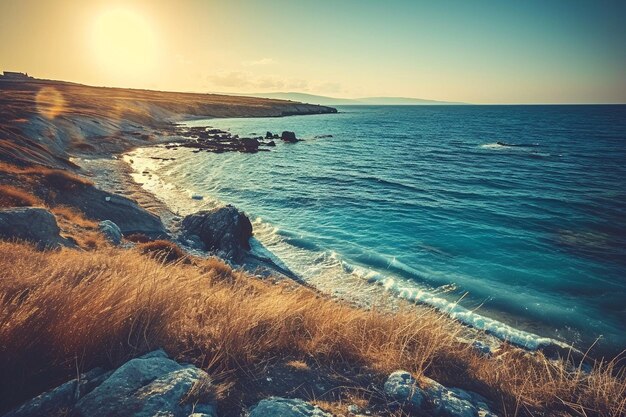 Hermoso paisaje de naturaleza tropical al aire libre de playa, mar y océano con palma de coco