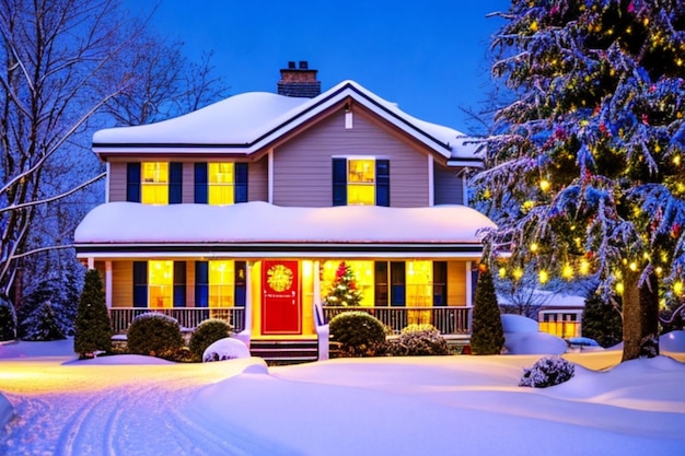 hermoso paisaje navideño mágico