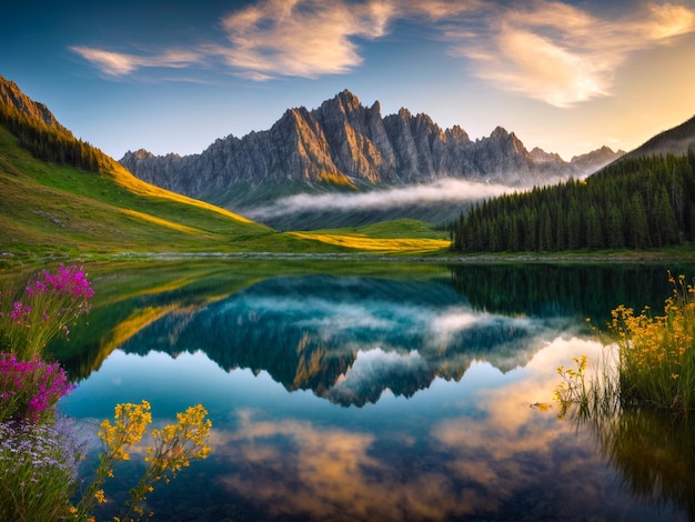 Foto el hermoso paisaje de noruega por la mañana la naturaleza papel tapiz de fondo