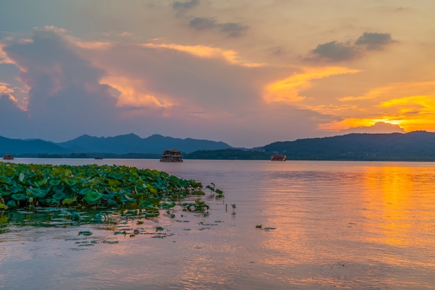 Hermoso paisaje y paisaje en West Lake, Hangzhou