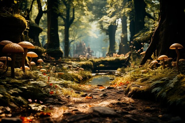 Foto hermoso paisaje con ríos y montañas