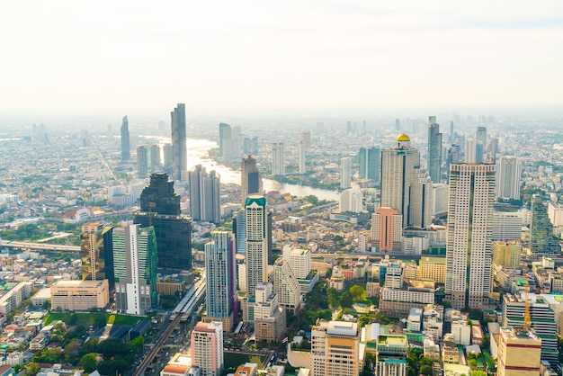 Hermoso paisaje urbano con arquitectura y construcción en el horizonte de Bangkok, Tailandia