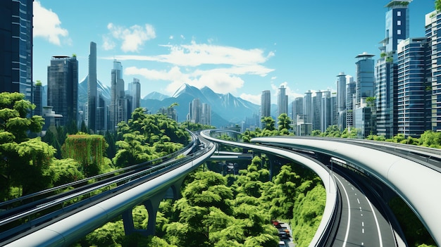 Un hermoso paisaje urbano futurista