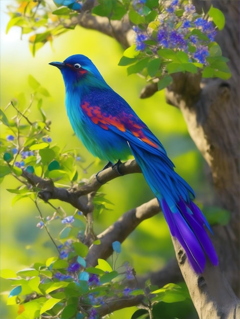 Hermoso pájaro en un árbol posado en una rama Ai Generado