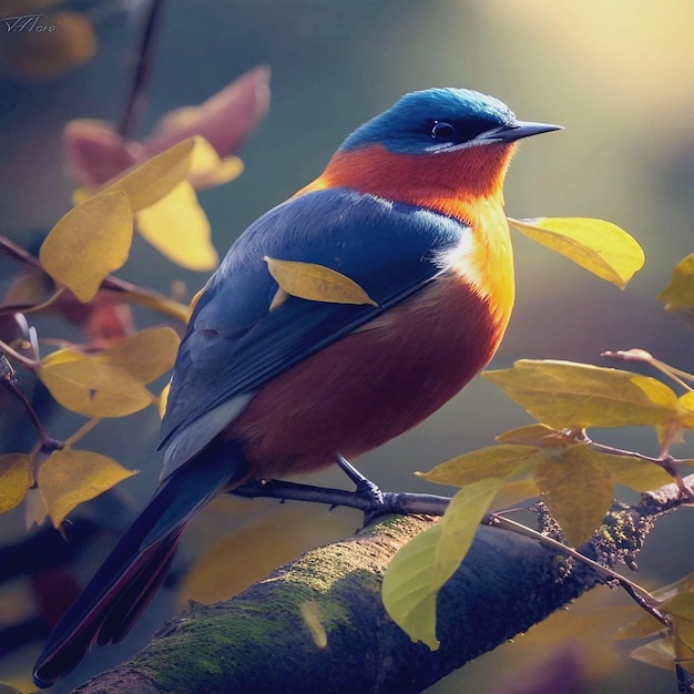 hermoso pájaro está sentado en la rama de un árbol