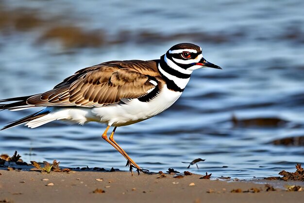 Foto el hermoso pájaro killdeer en el campo