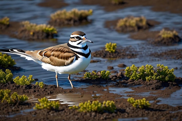 Foto el hermoso pájaro killdeer en el campo