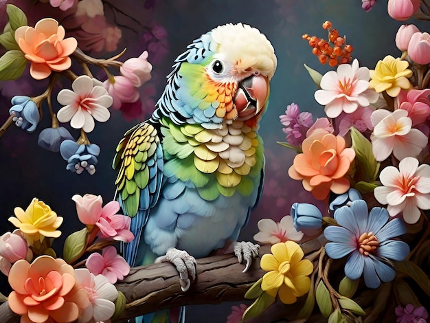 Un hermoso pájaro loro generó arte