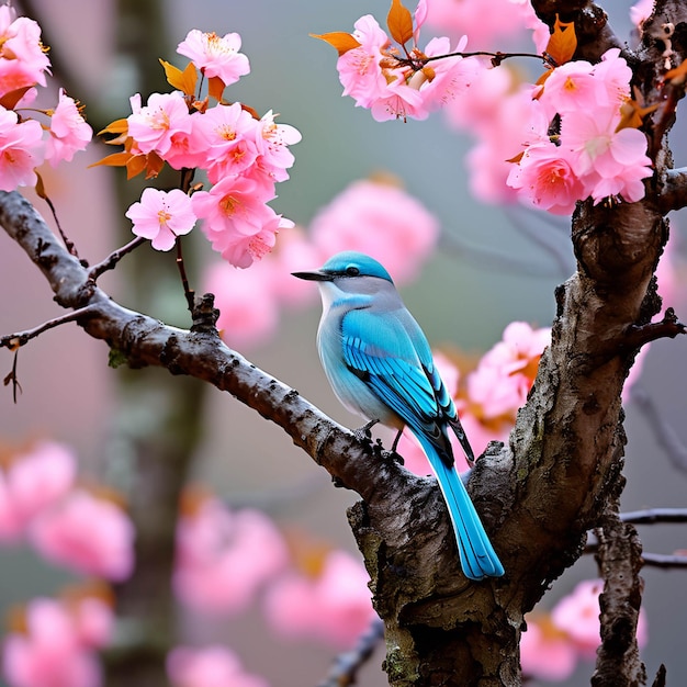 Un hermoso pájaro de pie en el árbol ai generado