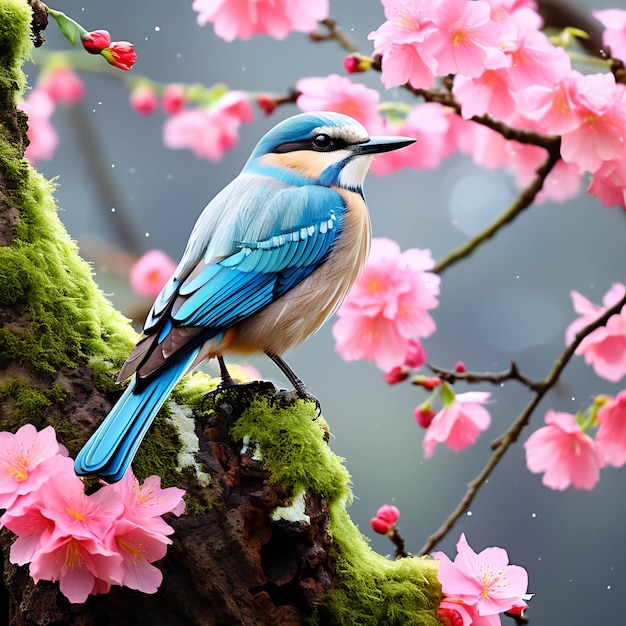 Un hermoso pájaro de pie en el árbol ai generado