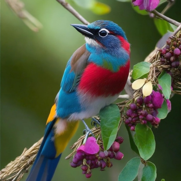 Hermoso pájaro posado en una rama Ai Generated