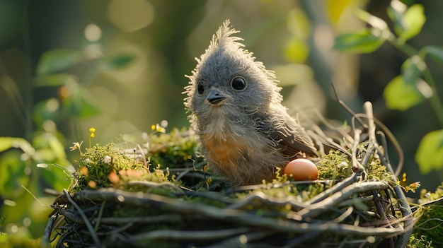 Un hermoso pájaro Titmouse Tufted sentado en una rama de un árbol generado por la IA foto