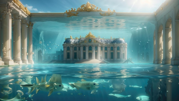 Hermoso palacio bajo el agua